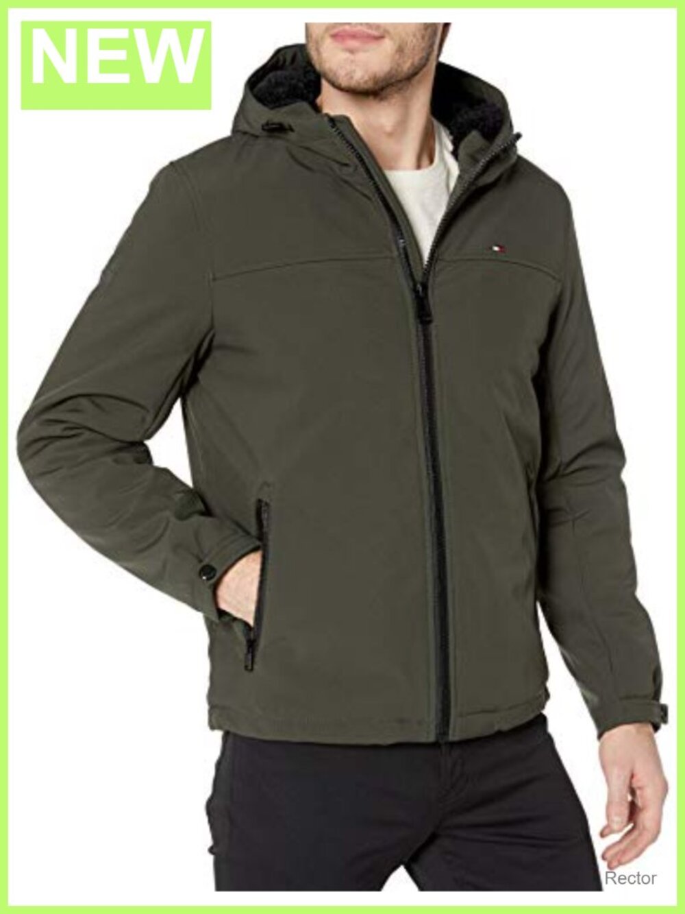 Mens Sherpa Lined Soft Shell Anorak Jacket Zip Hooded Performance